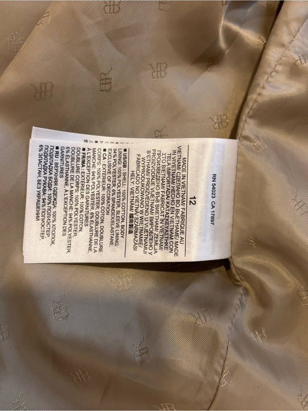 Banana Republic Double-Breasted Trench Coat Women’s Size 12 Tan Classic Beltless - Picture 9 of 9
